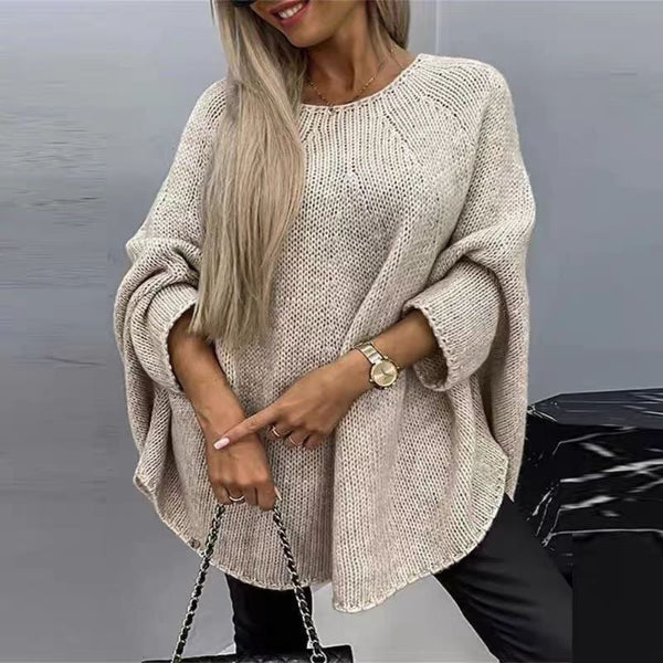 Oversized Women's Sweater with Batwing Sleeves - Soft Wool Blend, Hip Length 3