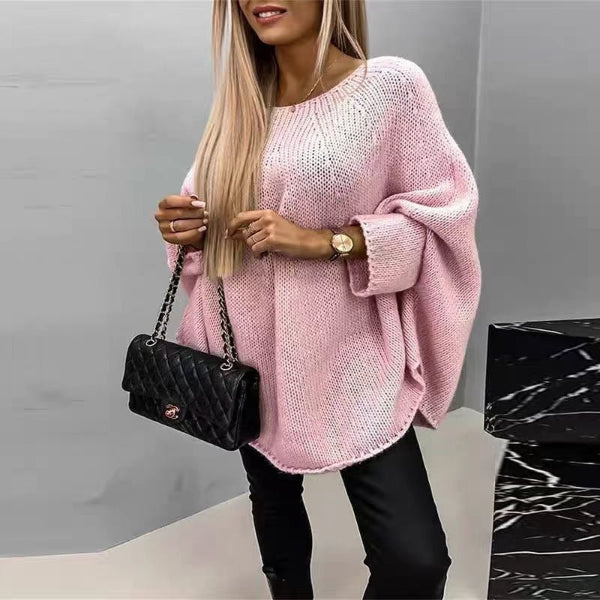 Oversized Women's Sweater with Batwing Sleeves - Soft Wool Blend, Hip Length 4