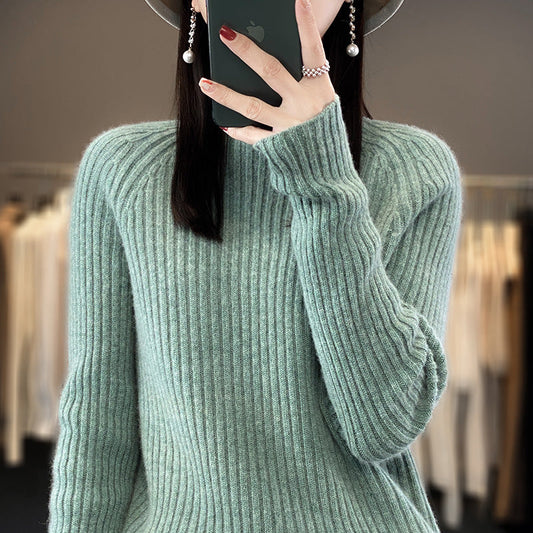 Women's Sweater - Soft Wool Blend Knit - Relaxed Fit Mock Neck - Long Sleeves 2
