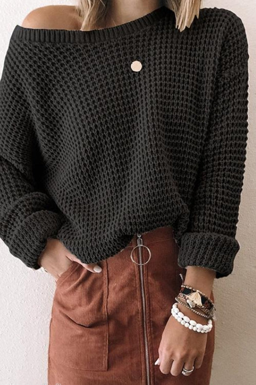 Womens Oversized Chunky Knit Sweater with Off-Shoulder Design – Warm Wool Blend 2