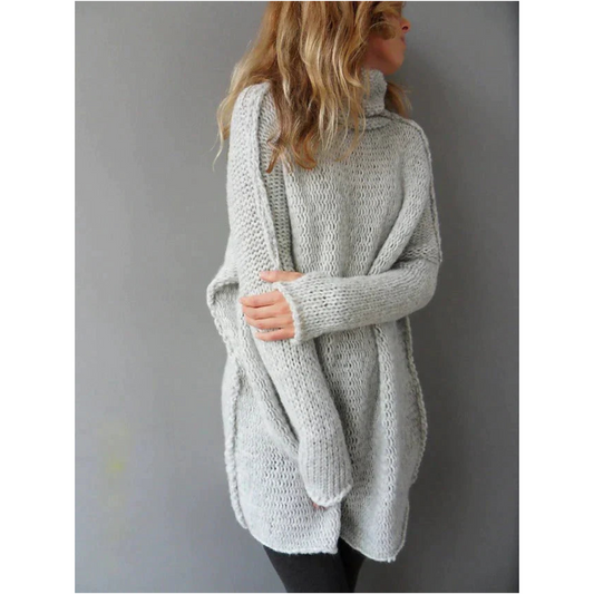 Womens Oversized Sweater, Chunky Wool Blend High Neck Tunic for Cozy Style 2