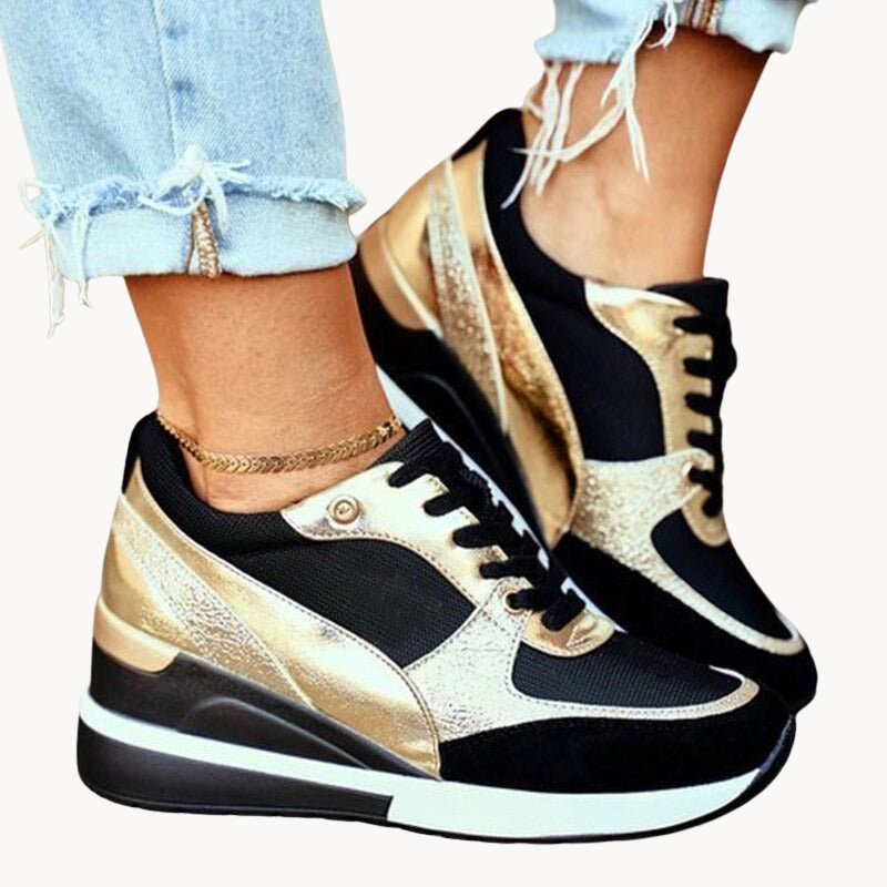 Women's Lace-Up Fashion Sneakers with Breathable Mesh and Faux Leather – Stylish Platform Sole 1