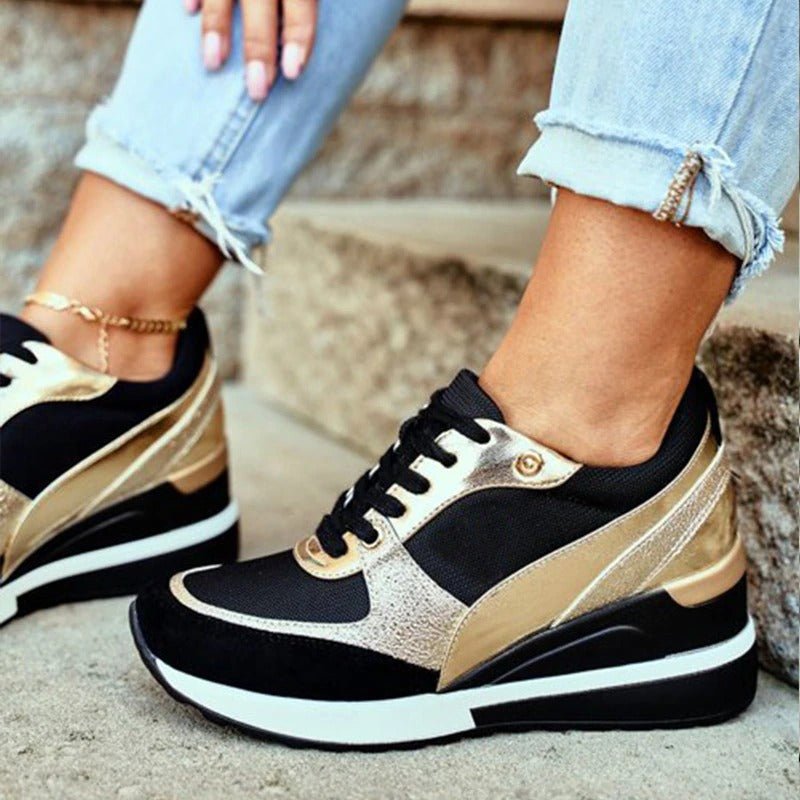 Women's Lace-Up Fashion Sneakers with Breathable Mesh and Faux Leather – Stylish Platform Sole 2