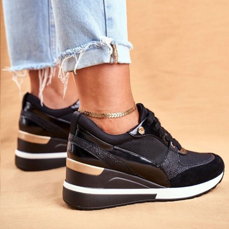 Women's Lace-Up Fashion Sneakers with Breathable Mesh and Faux Leather – Stylish Platform Sole 5
