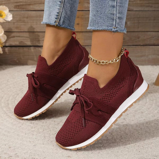 Women’s Lightweight Knit Sneakers – Breathable Slip-On Design with Lace-Up Detail 1