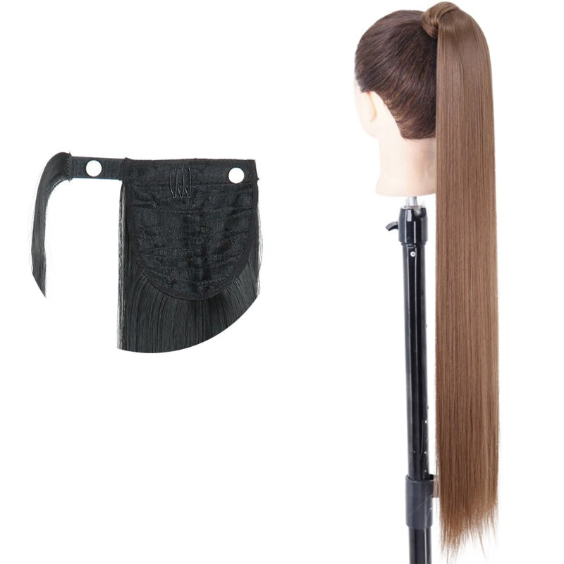 Women's Long Straight Ponytail Hair Extension Black High-Temperature Fiber 10