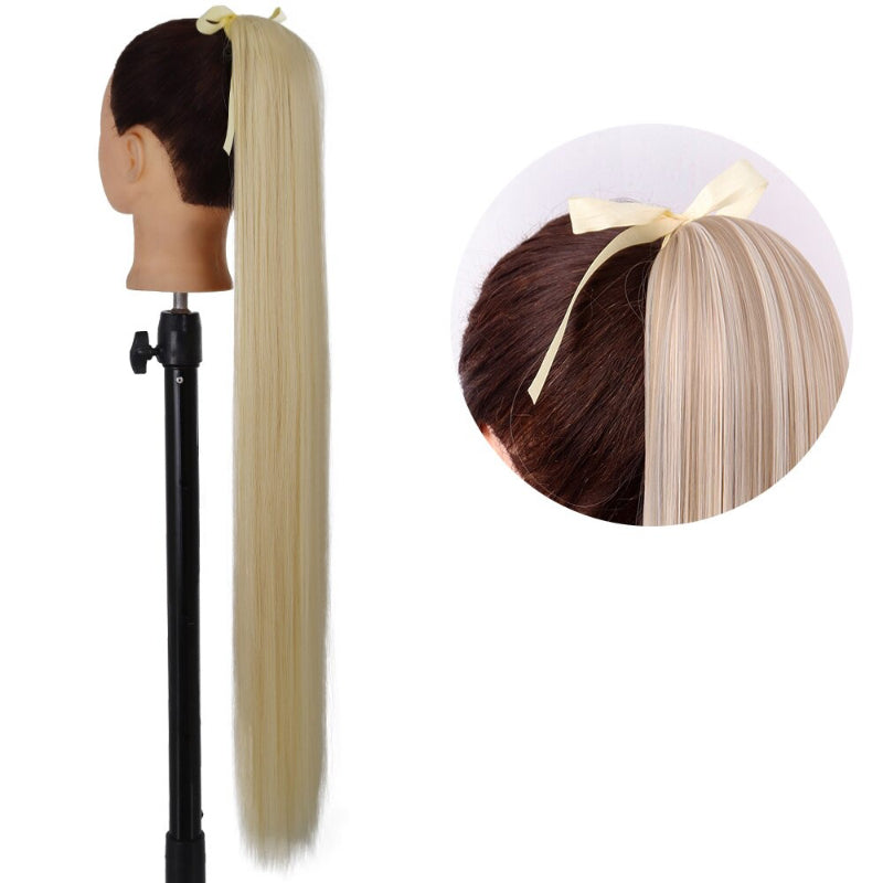 Women's Long Straight Ponytail Hair Extension Black High-Temperature Fiber 12