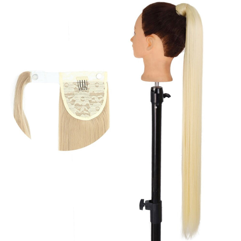 Women's Long Straight Ponytail Hair Extension Black High-Temperature Fiber 15