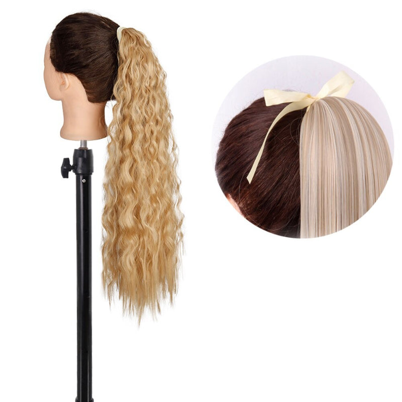 Women's Long Straight Ponytail Hair Extension Black High-Temperature Fiber 16