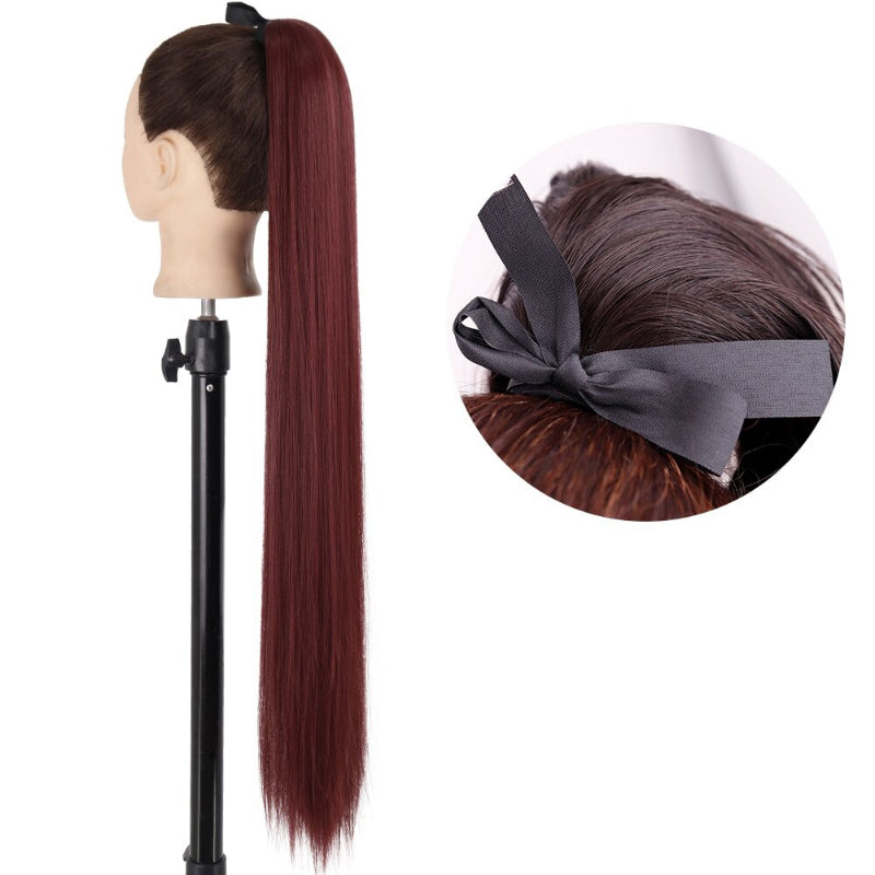Women's Long Straight Ponytail Hair Extension Black High-Temperature Fiber 17