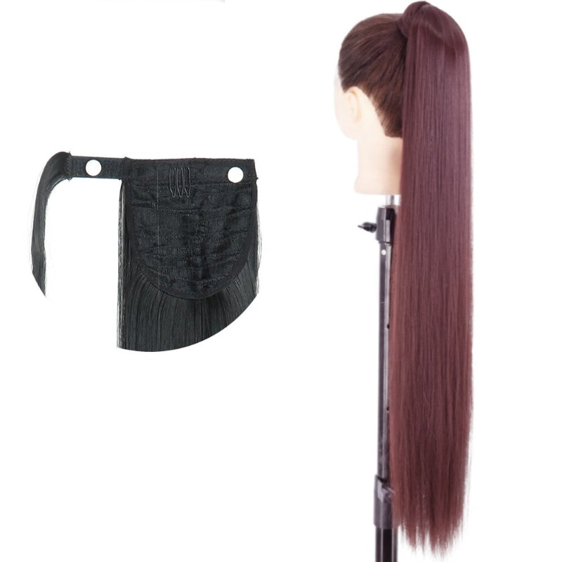 Women's Long Straight Ponytail Hair Extension Black High-Temperature Fiber 19