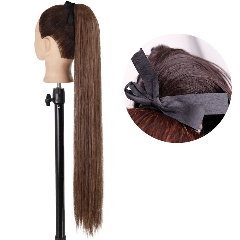 Women's Long Straight Ponytail Hair Extension Black High-Temperature Fiber 20