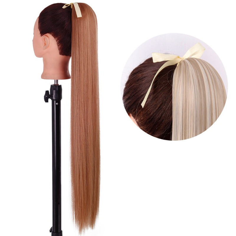 Women's Long Straight Ponytail Hair Extension Black High-Temperature Fiber 21