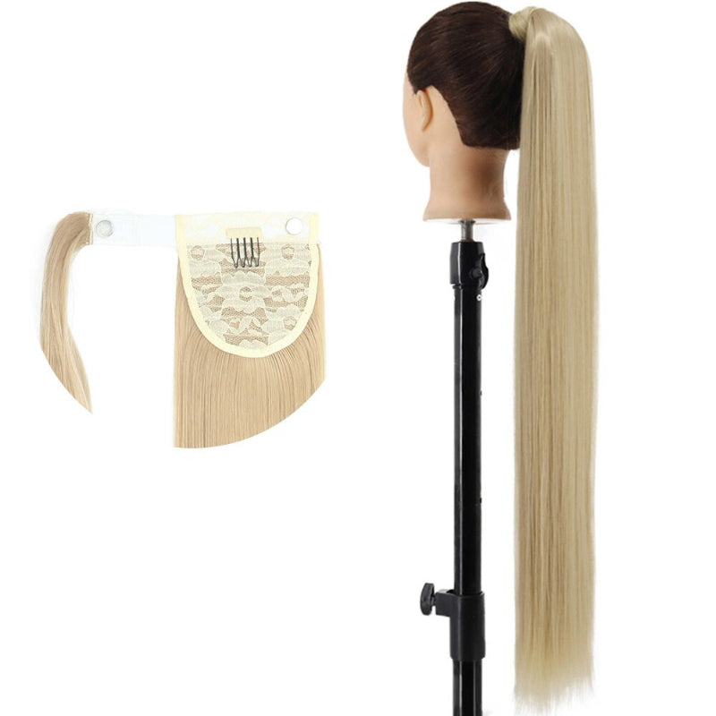 Women's Long Straight Ponytail Hair Extension Black High-Temperature Fiber 24