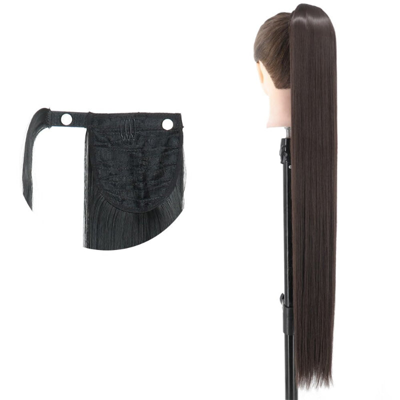 Women's Long Straight Ponytail Hair Extension Black High-Temperature Fiber 26