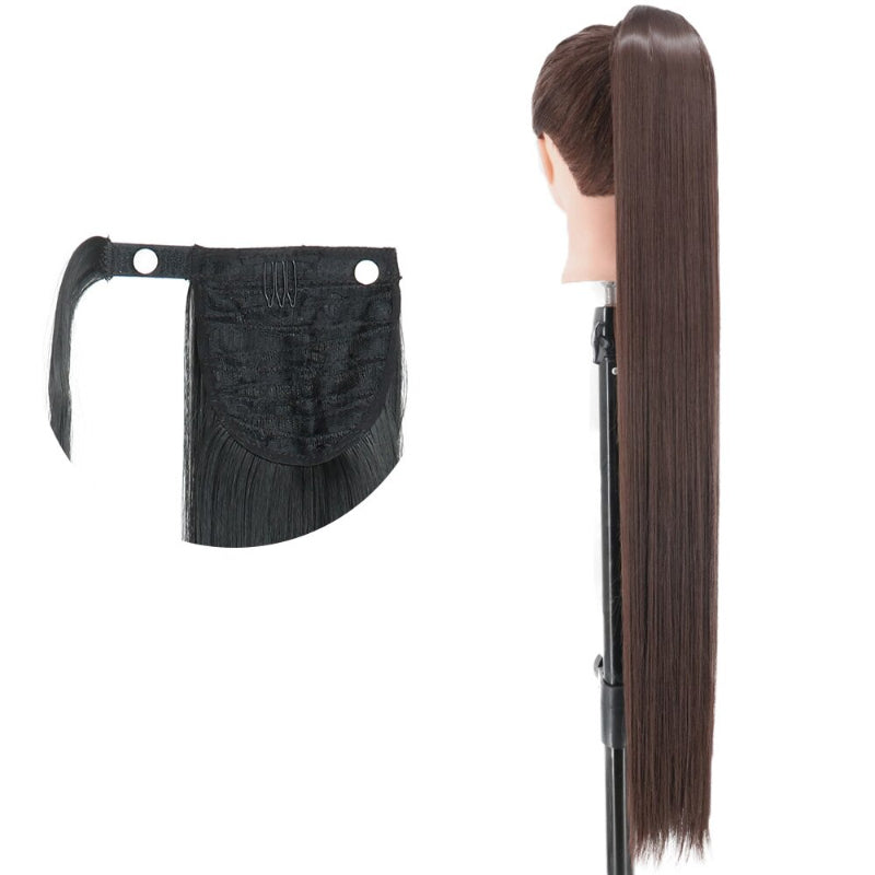 Women's Long Straight Ponytail Hair Extension Black High-Temperature Fiber 27