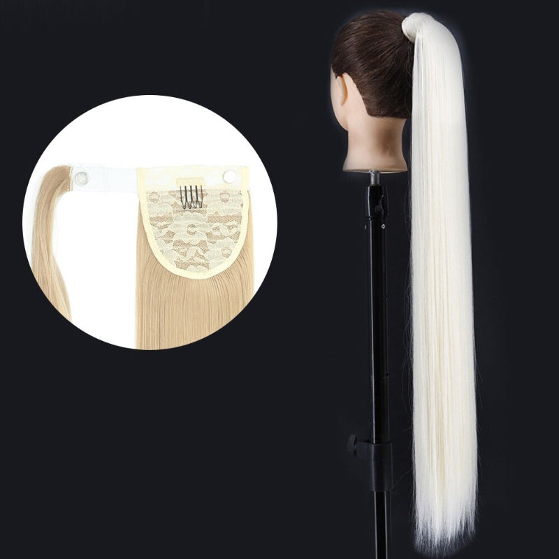 Women's Long Straight Ponytail Hair Extension Black High-Temperature Fiber 28