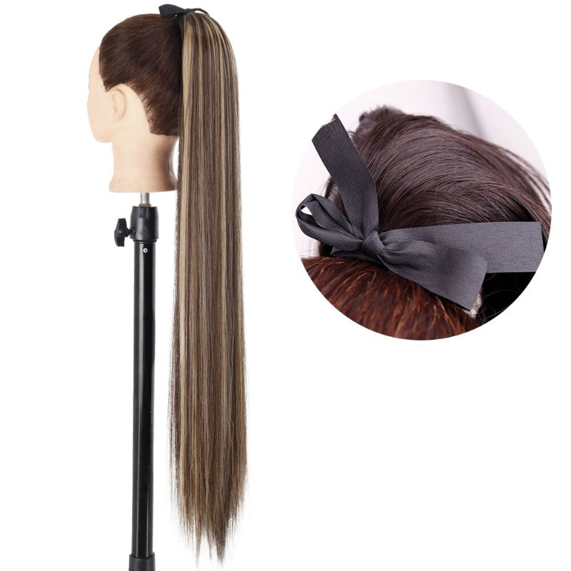 Women's Long Straight Ponytail Hair Extension Black High-Temperature Fiber 30