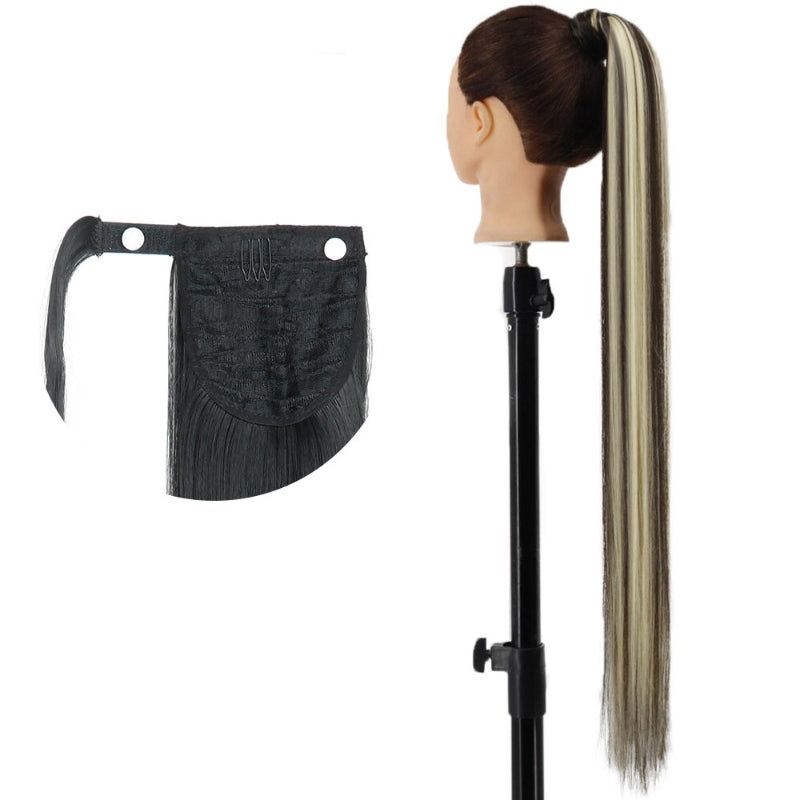 Women's Long Straight Ponytail Hair Extension Black High-Temperature Fiber 32