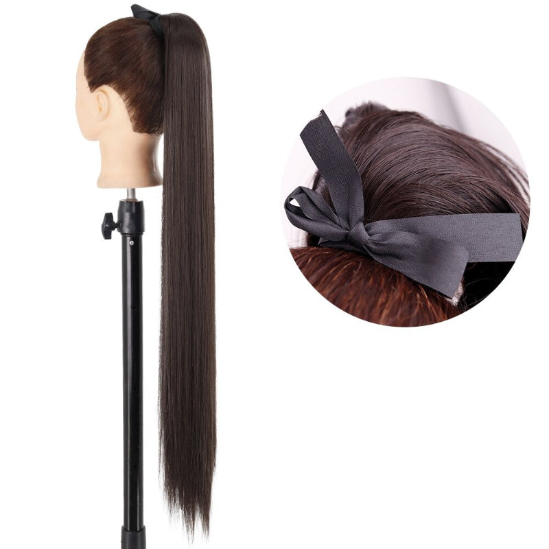 Women's Long Straight Ponytail Hair Extension Black High-Temperature Fiber 33