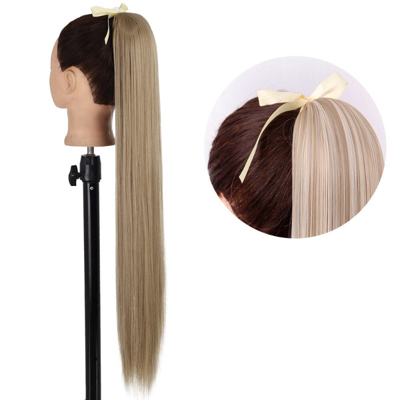 Women's Long Straight Ponytail Hair Extension Black High-Temperature Fiber 39