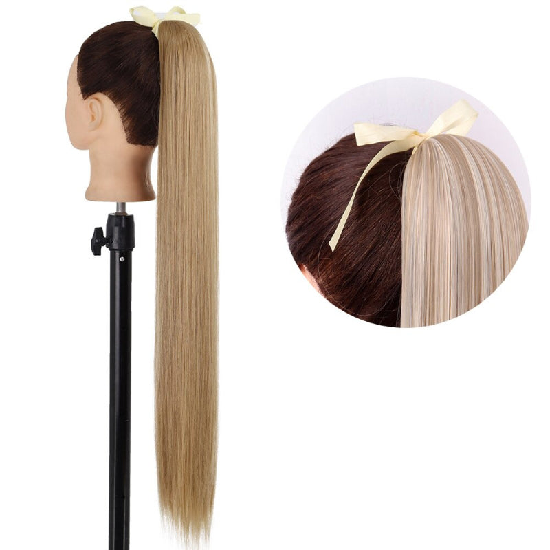 Women's Long Straight Ponytail Hair Extension Black High-Temperature Fiber 41