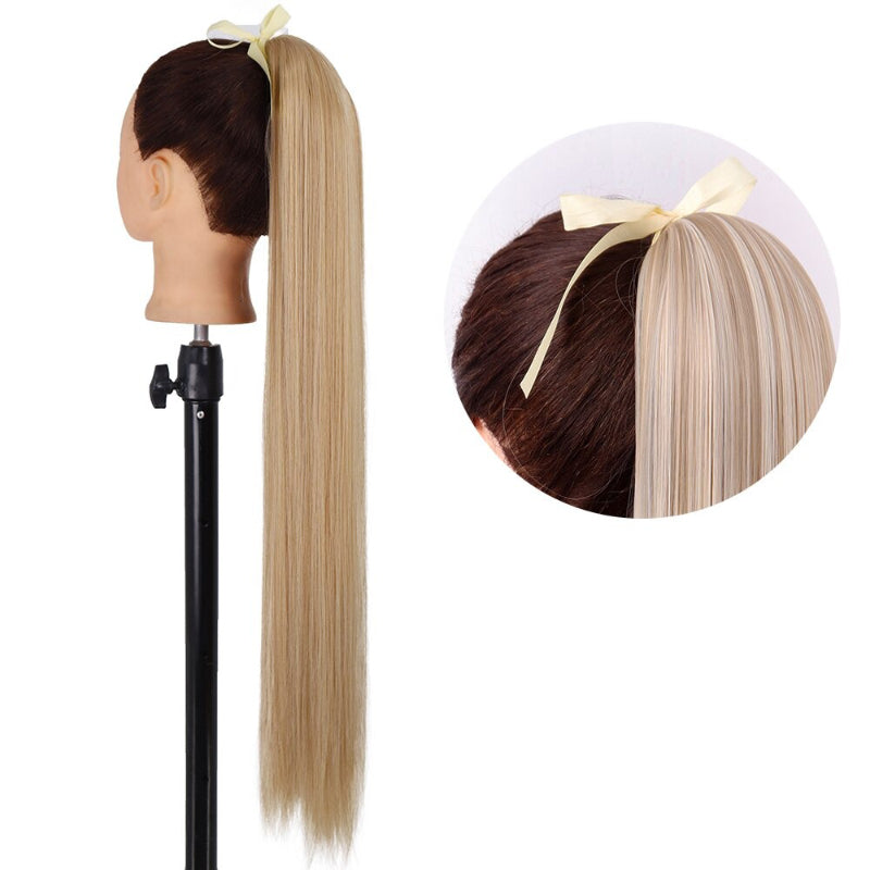 Women's Long Straight Ponytail Hair Extension Black High-Temperature Fiber 42