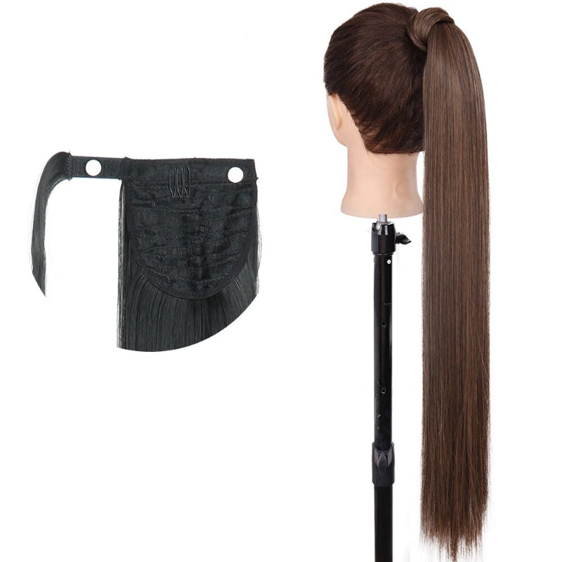 Women's Long Straight Ponytail Hair Extension Black High-Temperature Fiber 45