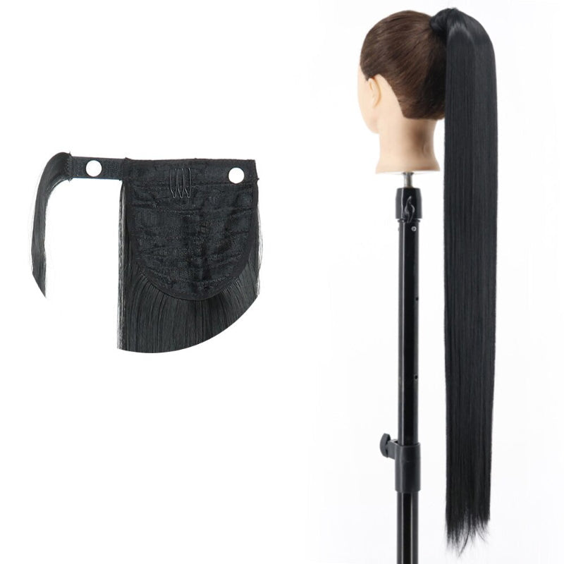 Women's Long Straight Ponytail Hair Extension Black High-Temperature Fiber 48