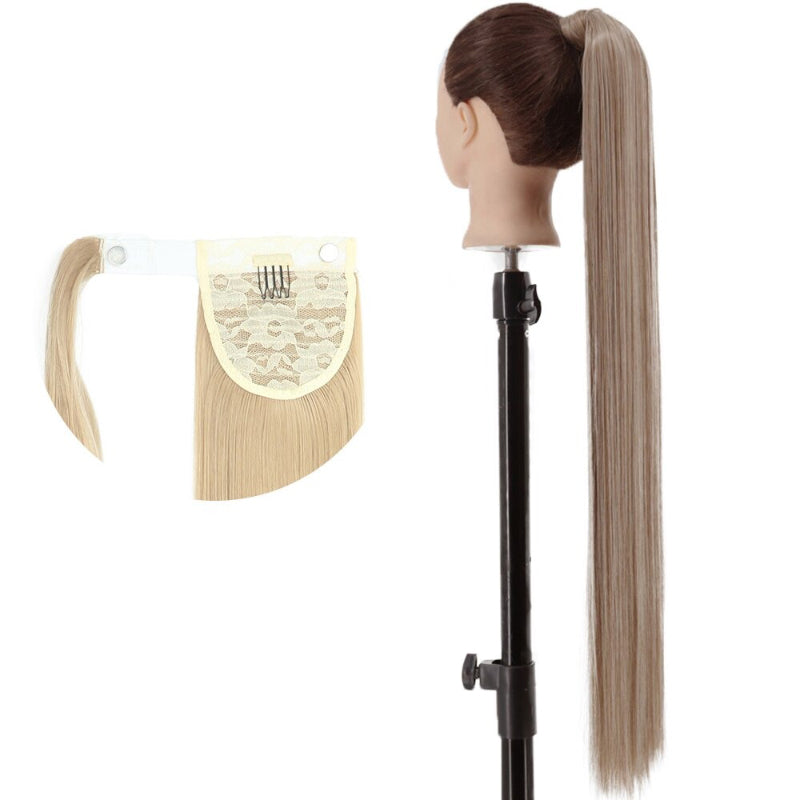 Women's Long Straight Ponytail Hair Extension Black High-Temperature Fiber 49