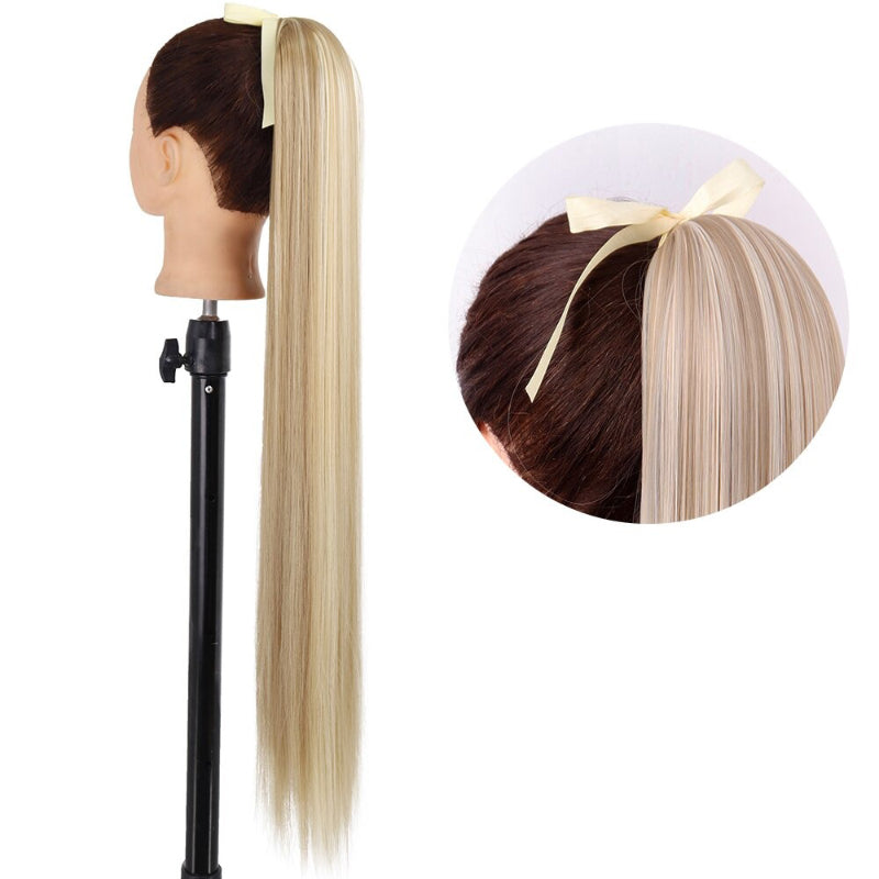 Women's Long Straight Ponytail Hair Extension Black High-Temperature Fiber 55