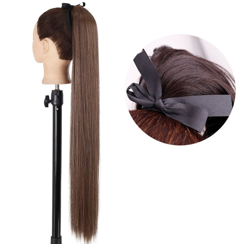 Women's Long Straight Ponytail Hair Extension Black High-Temperature Fiber 7