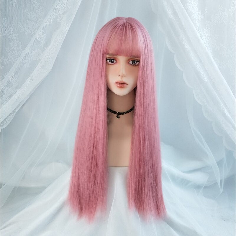 Women's Long Straight Wig Bright Color High-Temperature Fiber 0