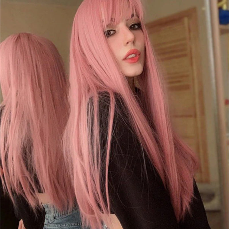 Women's Long Straight Wig Bright Color High-Temperature Fiber 1