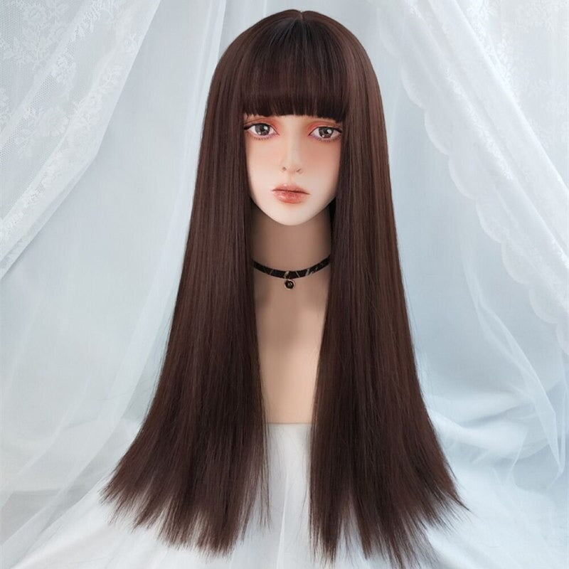Women's Long Straight Wig Bright Color High-Temperature Fiber 13