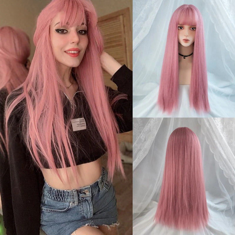 Women's Long Straight Wig Bright Color High-Temperature Fiber 2