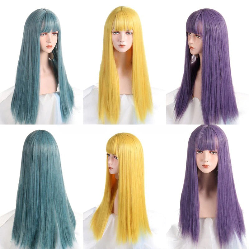 Women's Long Straight Wig Bright Color High-Temperature Fiber 4