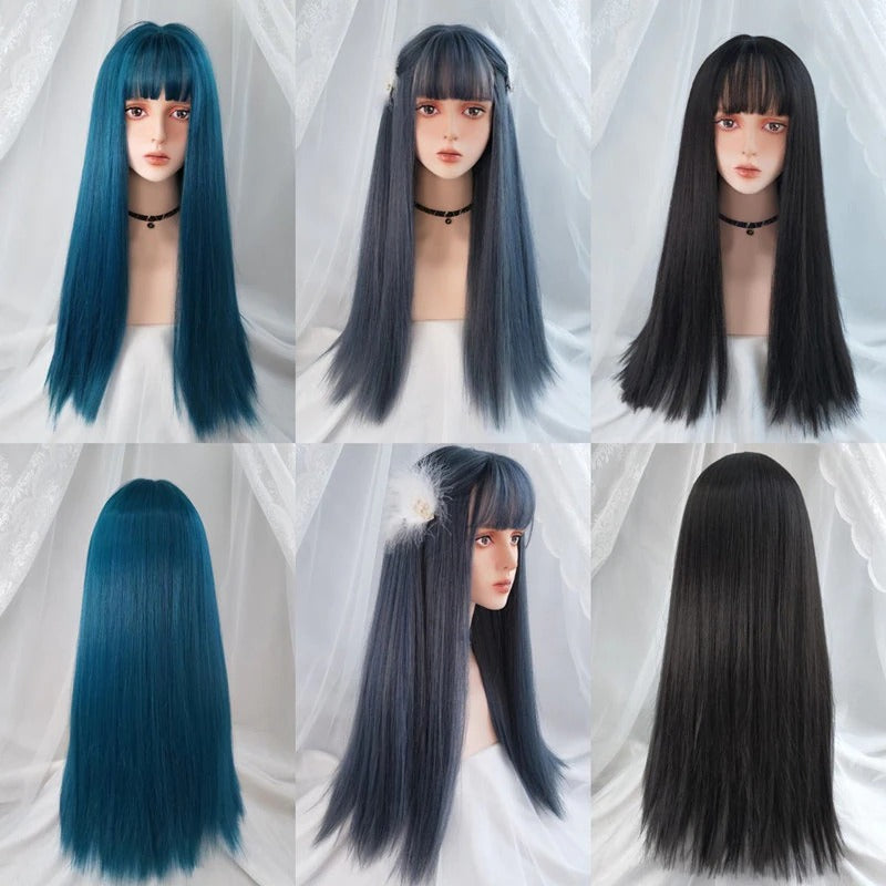 Women's Long Straight Wig Bright Color High-Temperature Fiber 5