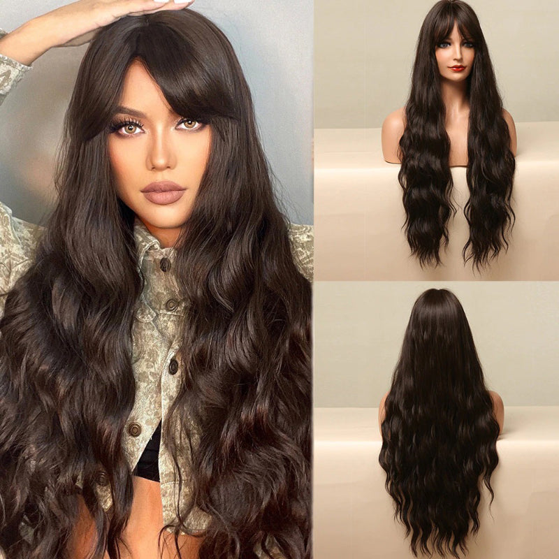 Women's Long Wavy Wig Purple Gray Ombre High-Temperature Fiber 12