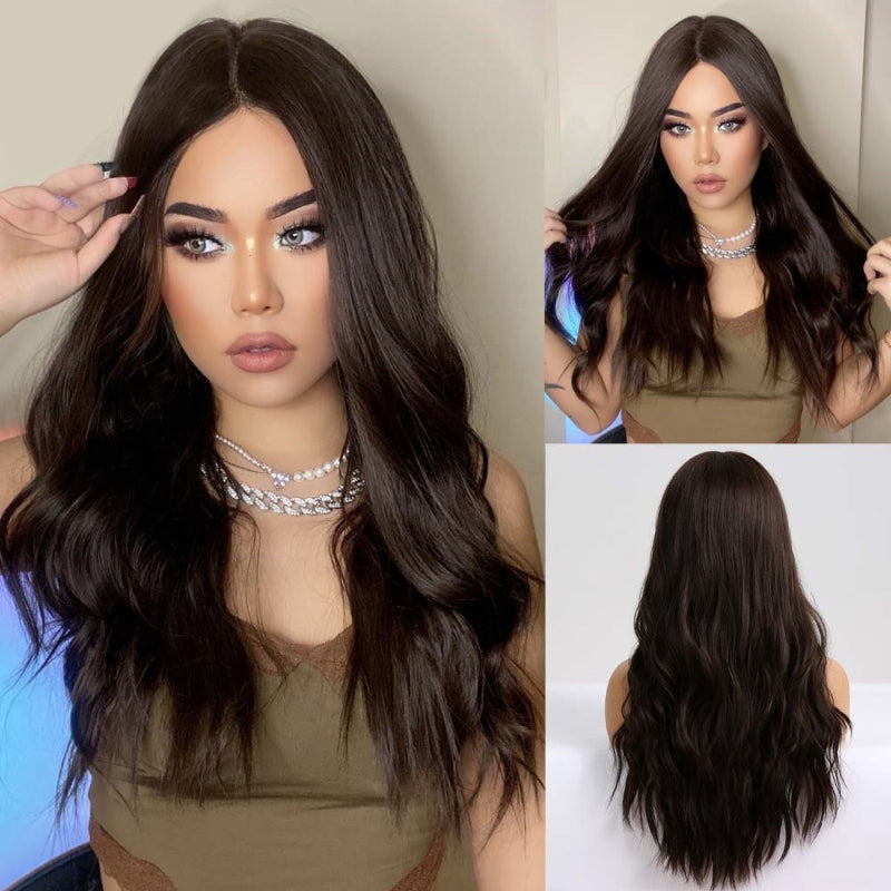 Women's Long Wavy Wig Purple Gray Ombre High-Temperature Fiber 16