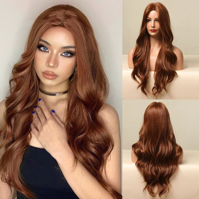 Women's Long Wavy Wig Purple Gray Ombre High-Temperature Fiber 23