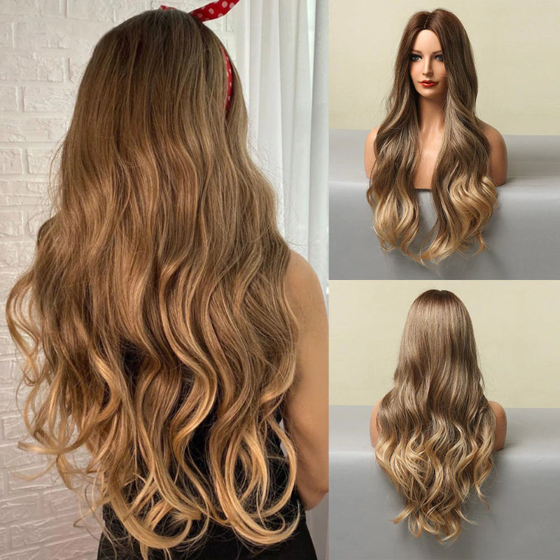 Women's Long Wavy Wig Purple Gray Ombre High-Temperature Fiber 6