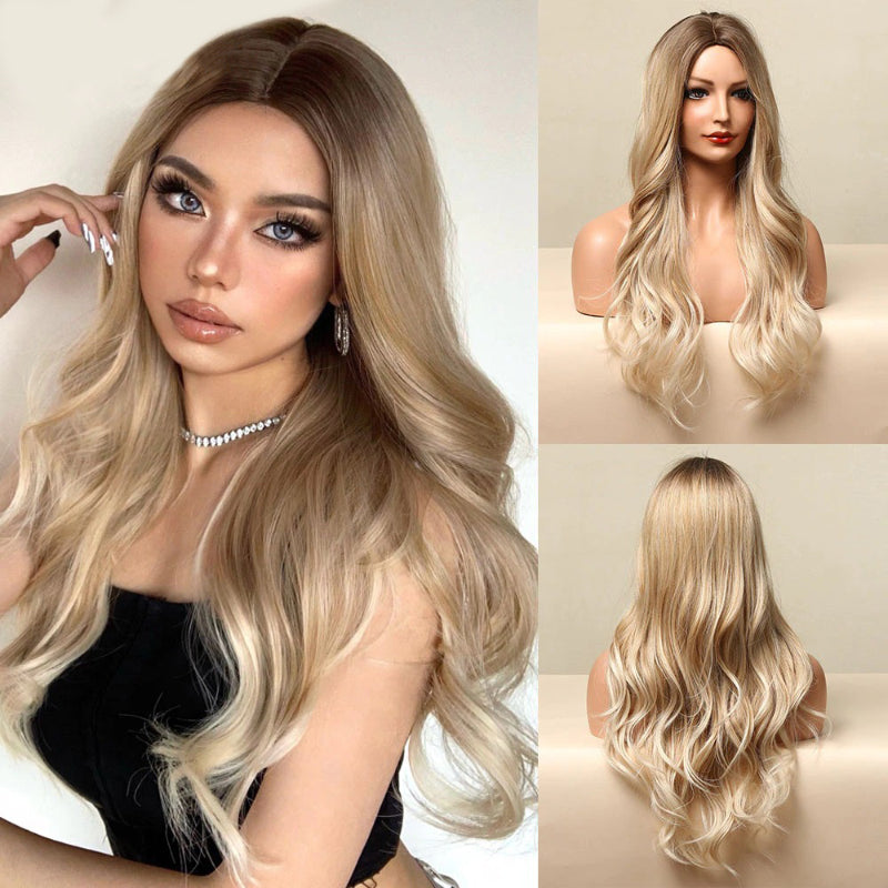 Women's Long Wavy Wig Purple Gray Ombre High-Temperature Fiber 9