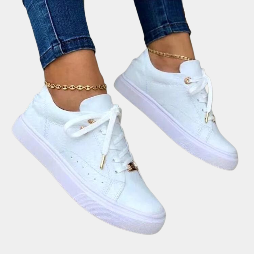 Women's Low-Top Fashion Sneakers with Embossed Floral Pattern and Lace-Up Design 3