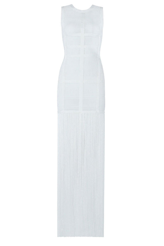 Women's Maxi Dress White Sheer Tulle Elegant 1