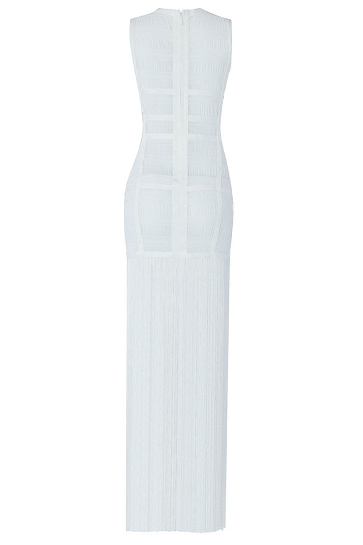 Women's Maxi Dress White Sheer Tulle Elegant 2