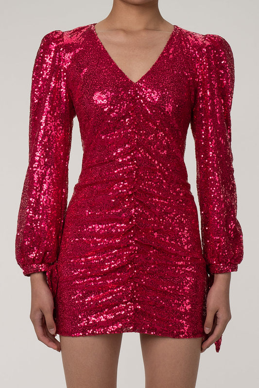 Women's Mini Dress Hot Pink Sequin Bodycon 1