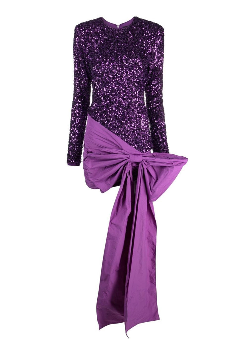 Women's Mini Dress Purple Polyester Sequin Bodycon 0