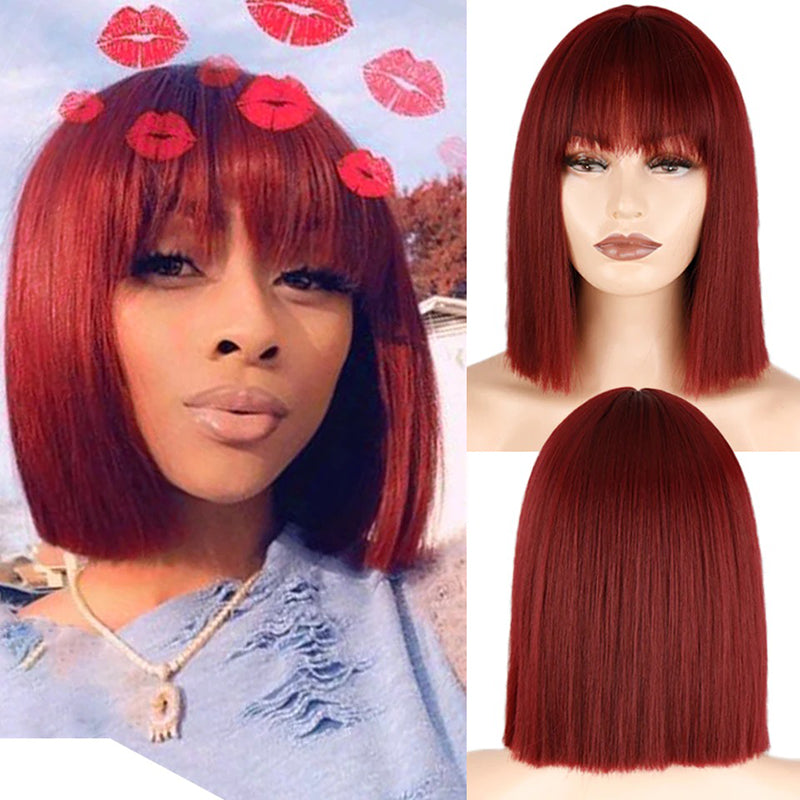 Women's Multi-color Wig Set Long Straight Short Hair with Bangs 10