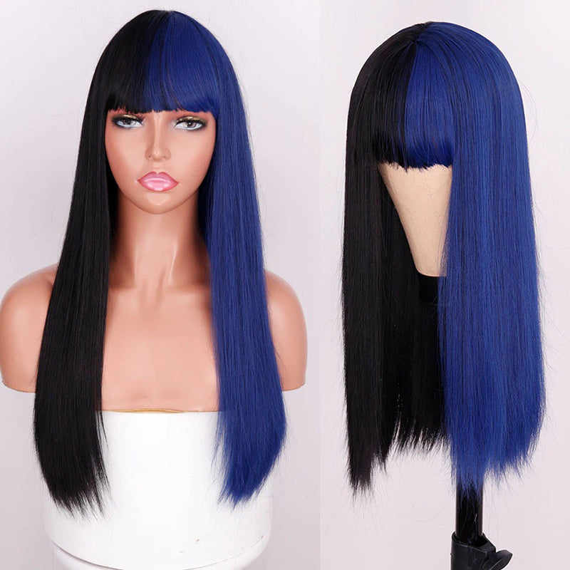 Women's Multi-color Wig Set Long Straight Short Hair with Bangs 12